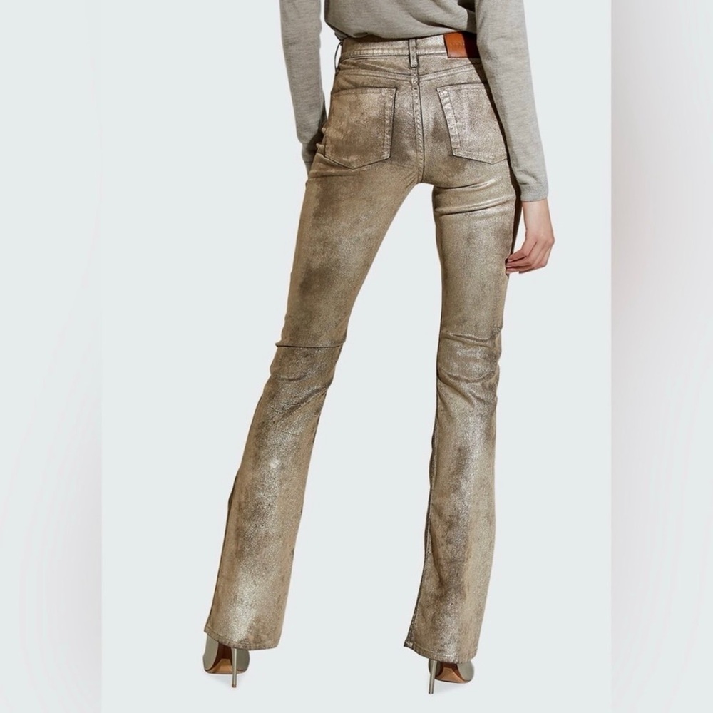 Ralph Lauren Purple Label Collection 208 Gold Metallic Boot Cut Denim Jeans - Picture 2 of 12